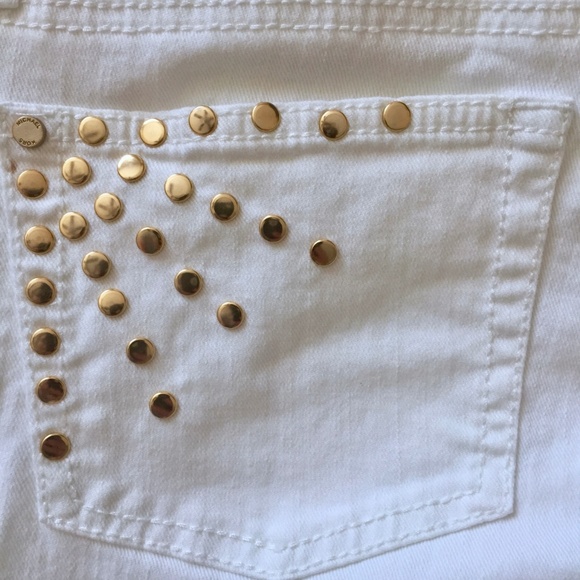 Michael Kors White Gold Studded Boot Leg Jeans - Picture 7 of 8